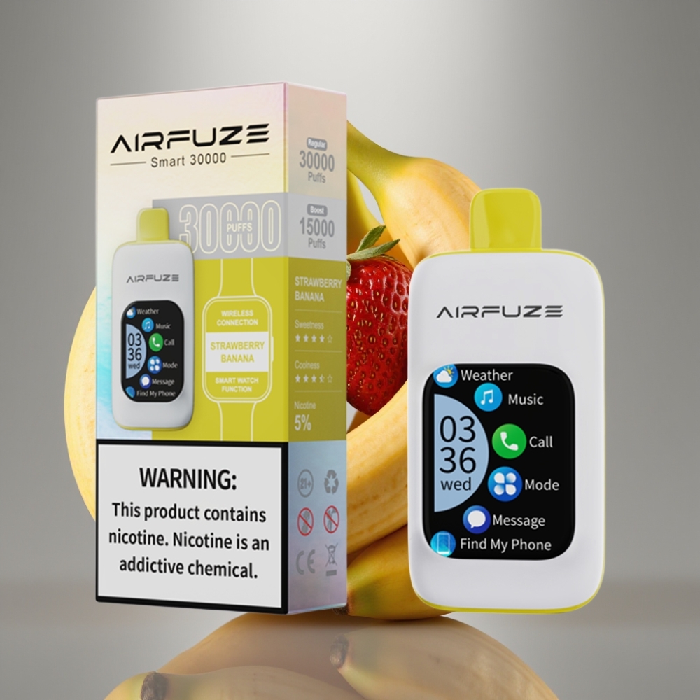 AirFuze Smart 30000 Puffs 5 Strawberry Banana 900mAh Type-C Touch Display